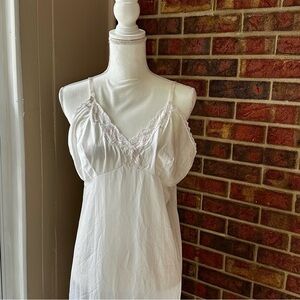 White Pink Lace Chemise Spaghetti Straps Slip Dress Vintage Union Made Size 42